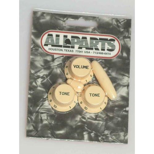 All Parts PK-0178-028 Strat Knob Set 1-Vol 2-Tone 1-Switch Knob 1-Tip Cream