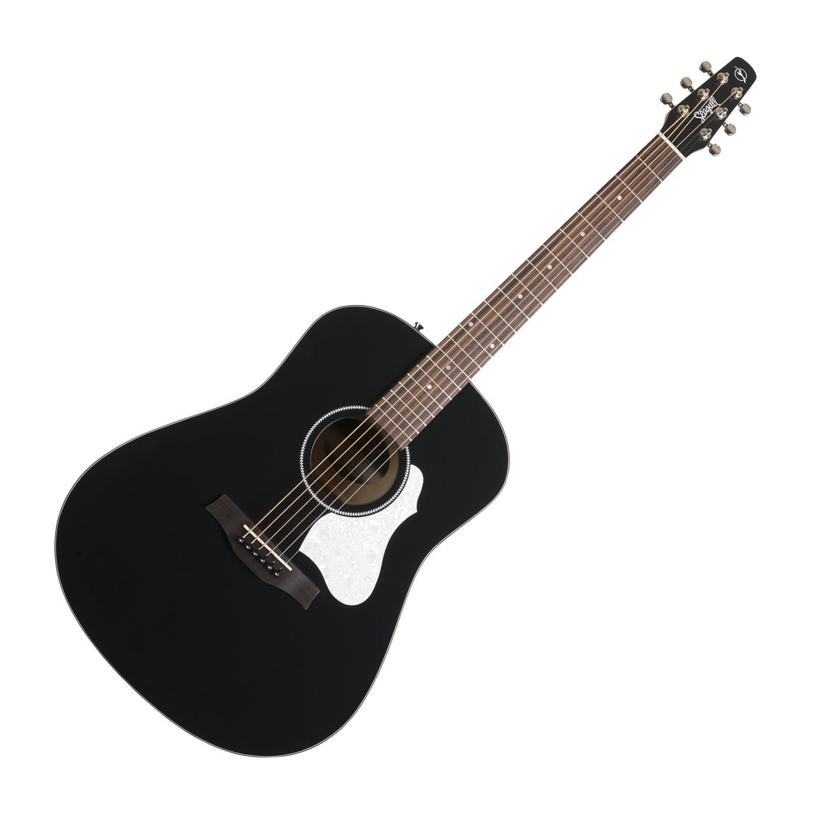 Seagull S6 Classic Black Acoustic Electric Guitar, Solid Cedar Top