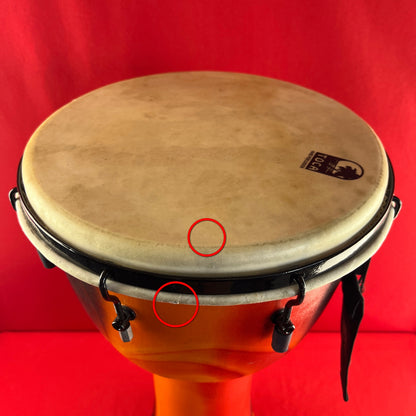 [USED] Toca SFDMX-14FB Mechanically Tuned 14-Inch Djembe w/Bag, Bali Red (See Description)