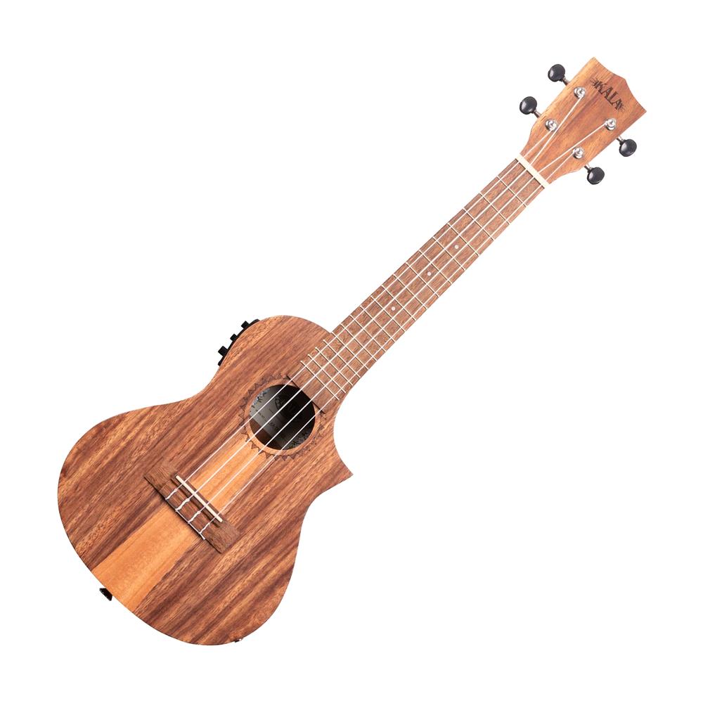 Kala KA-TK-C-CE Teak Tri-Top Concert Acoustic Electric Ukulele, Natural Satin