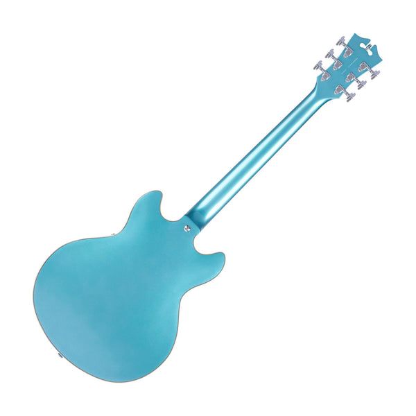 D'Angelico Premier Mini DC Semi-Hollow Electric Guitar, Ocean Turquoise