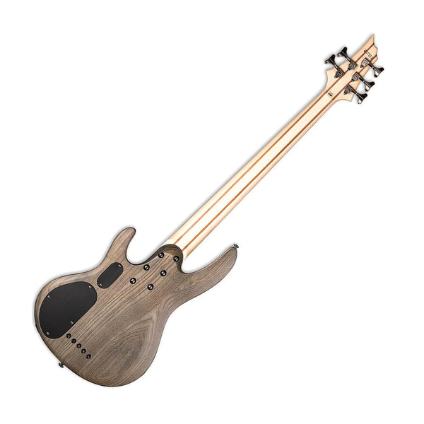 ESP LTD B-205SM Five-String Bass Guitar Spalted Maple, Black Satin
