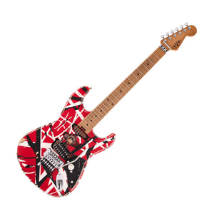 EVH Striped Series Frankie Electric Guitar, Red Black and White Stripe