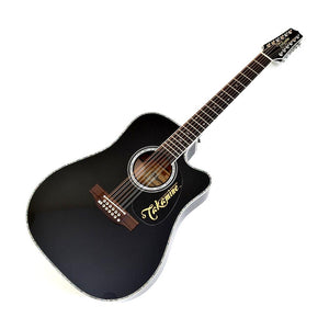 Takamine EF381DX 12-String Acoustic Electric Guitar w/Case, Black