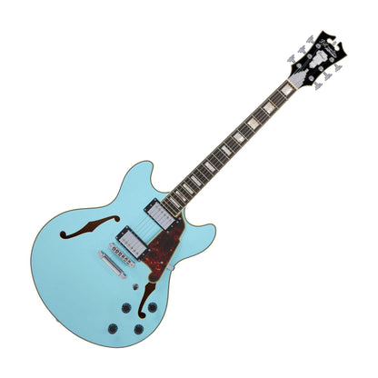 D'Angelico DAPDCSKBCS Premier DC Semi Hollow Electric Guitar w/Stopbar Tailpiece, Sky Blue