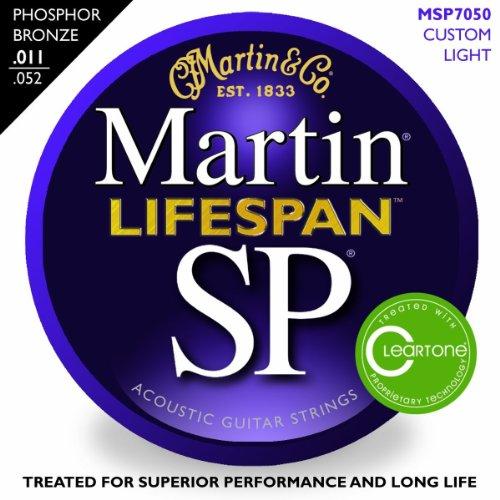 Martin 7050 SP Lifespan Phosphor Bronze Acoustic Guitar Strings, Custom Light