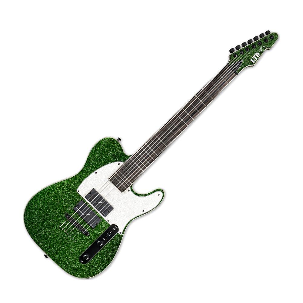 ESP LTD SCT-607 Stephen Carpenter Signature Series Baritone Electric Guitar w/Case, Green Sparkle