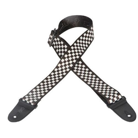 Levy's Polyester Guitar Strap, Black/White Checkerboard