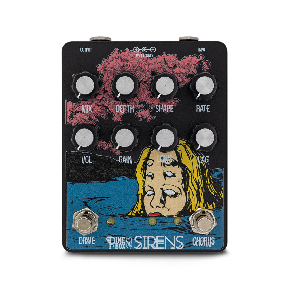 Pine-Box Customs Sirens V2 Chorus Vibrato Overdrive, Black