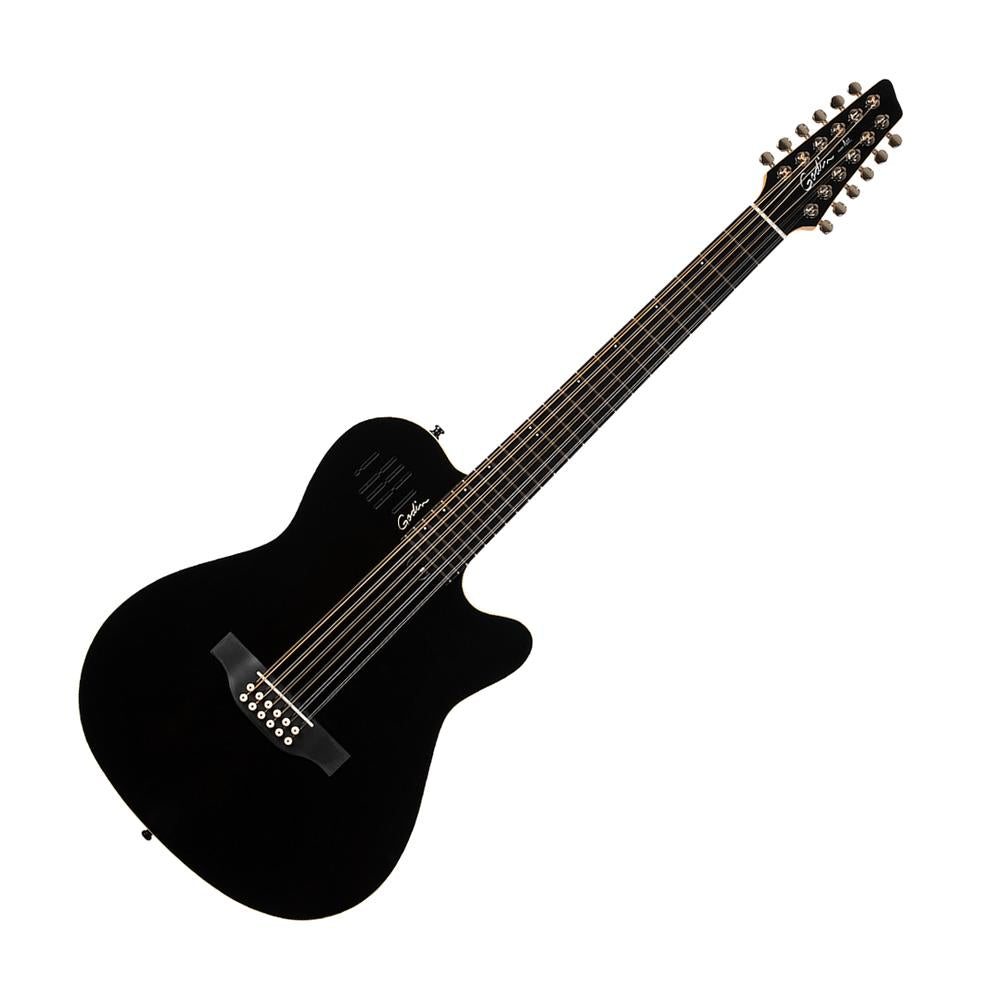 Godin A12 Acoustic Electric 12-String w/Gig Bag, Black High Gloss