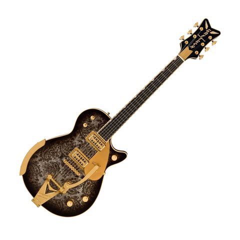 Gretsch G6134TG Limited-Edition Paisley Penguin Electric Guitar, Blackburst over Black and Silver Paisley Sparkle