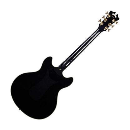 D'Angelico DAEDCSBKGS Excel DC Semi Hollow Electric Guitar, Solid Black