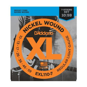 D'Addario EXL110-7 Nickel Wound Electric Guitar Strings, Regular Light .010-.059