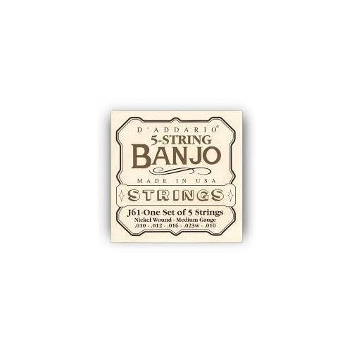 D'Addario J61 5-String Banjo Strings, Medium, Nickel