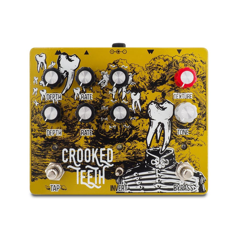 Pine-Box Customs Crooked Teeth Stereo Tremolo Fuzz, Sage Yellow