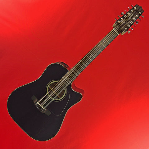[USED] Takamine GD30CE-12 BLK Dreadnought Cutaway 12 String Acoustic Electric Guitar, Black (See Description)