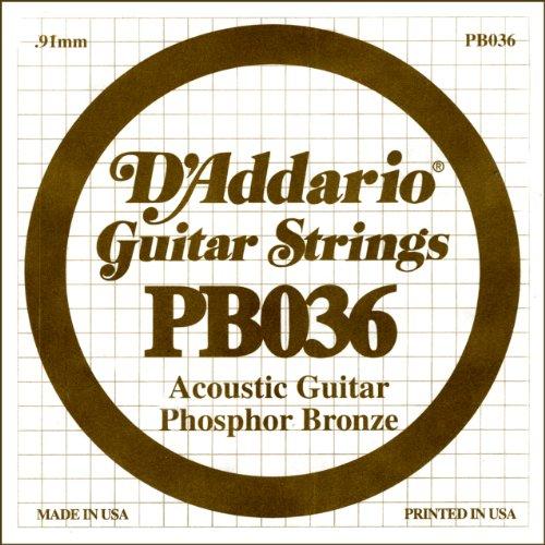 D'Addario PB036 Phosphor Bronze Wound Acoustic Guitar Single String, .036