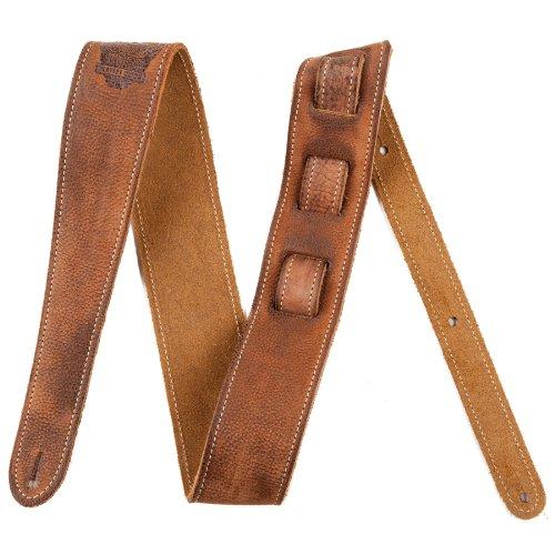Fender Road Worn Strap - Deluxe Distressed Brown Leather w/Tooled Logo