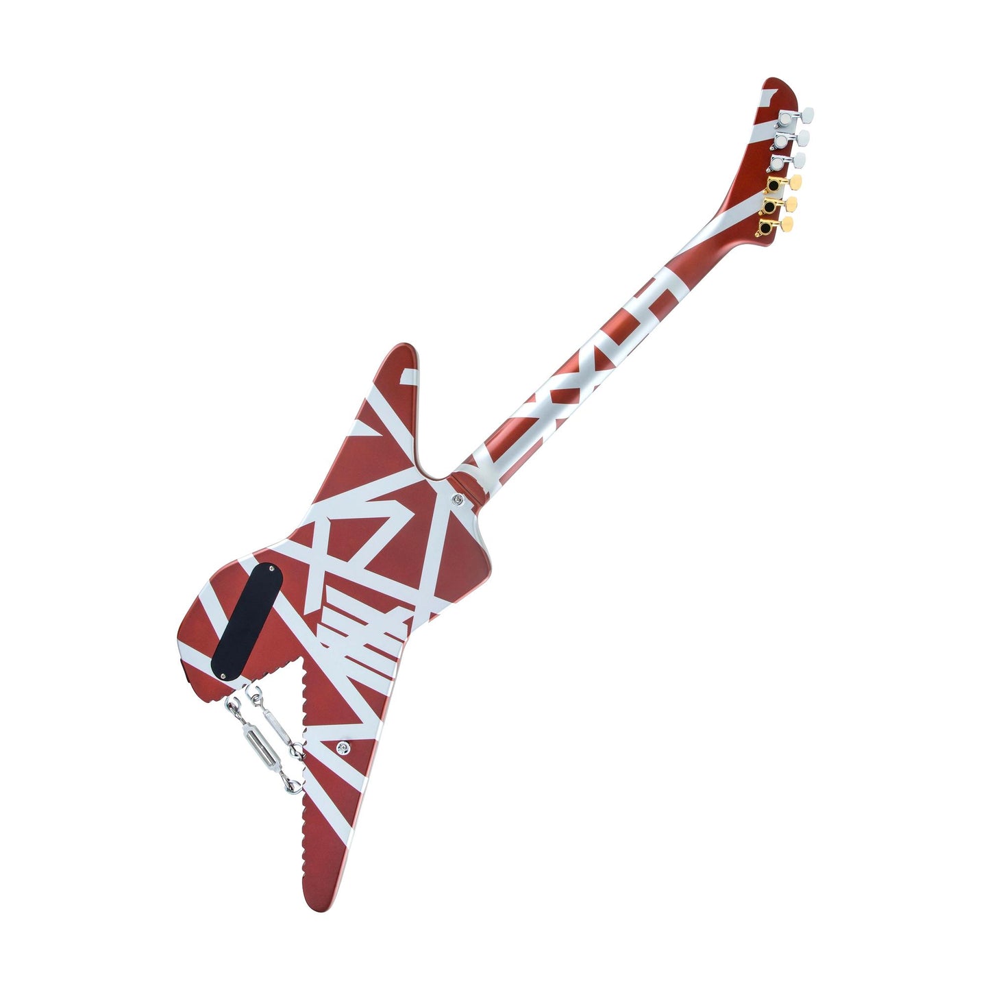 EVH Striped Series Shark Electric Guitar, Burgundy w/ Silver Stripes