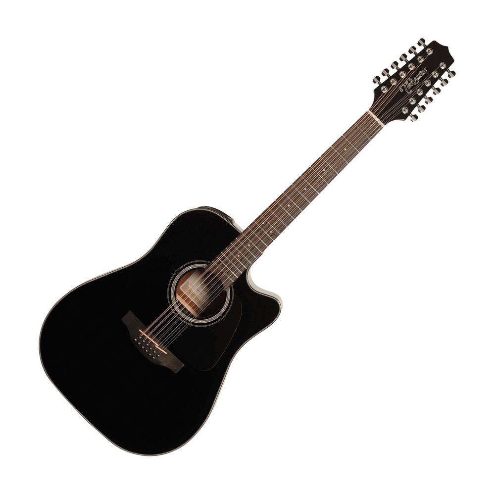 Takamine GD30CE-12 BLK Dreadnought Cutaway 12 String Acoustic/ Electric Guitar, Black