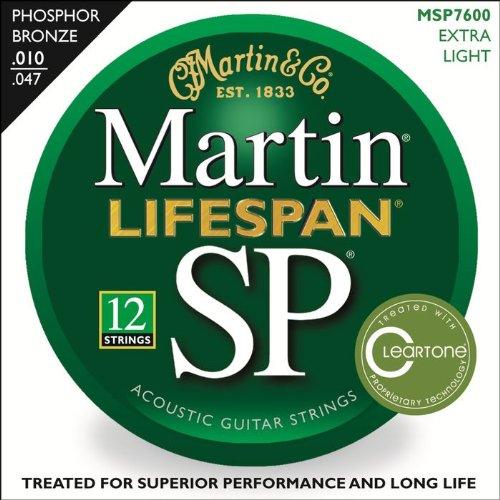 Martin 7600 SP Lifespan Phosphor Bronze Acoustic Guitar Strings, Extra Light