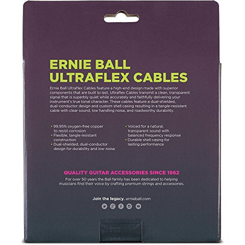 Ernie Ball 30' Coiled Straight/Angle Instrument Cable - White