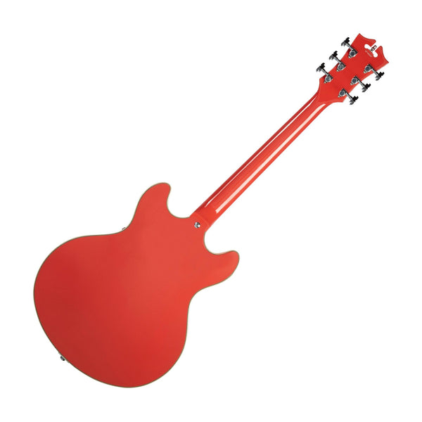 D'Angelico Premier DC Semi-Hollow-Body Electric Guitar w/Stairstep Tailpiece, Fiesta Red