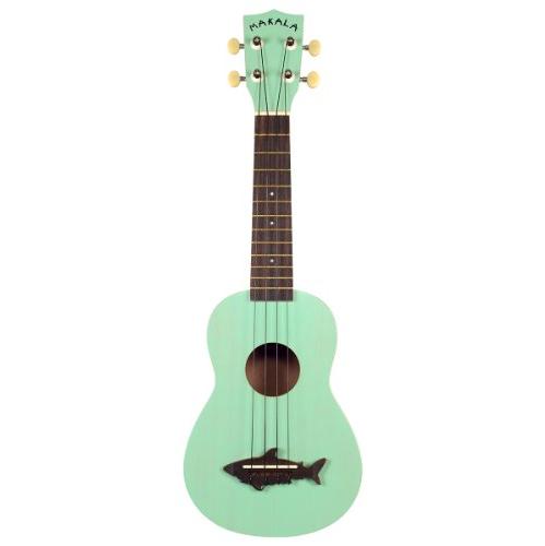 Makala MK-SS-GRN Shark Bridge Soprano Ukulele with Vintage Satin Finish - Surf Green