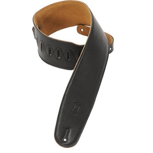 Levy's 3.5" Garment Leather Guitar Strap, Black