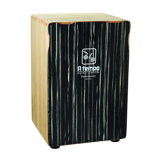 A Tempo Percussion Performance Series Cajon w/Gig Bag, Black Stripe