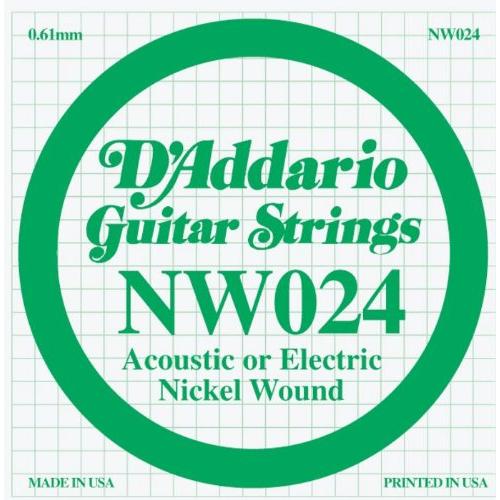 D'Addario NW024 Nickel Wound Electric Guitar Single String, .024