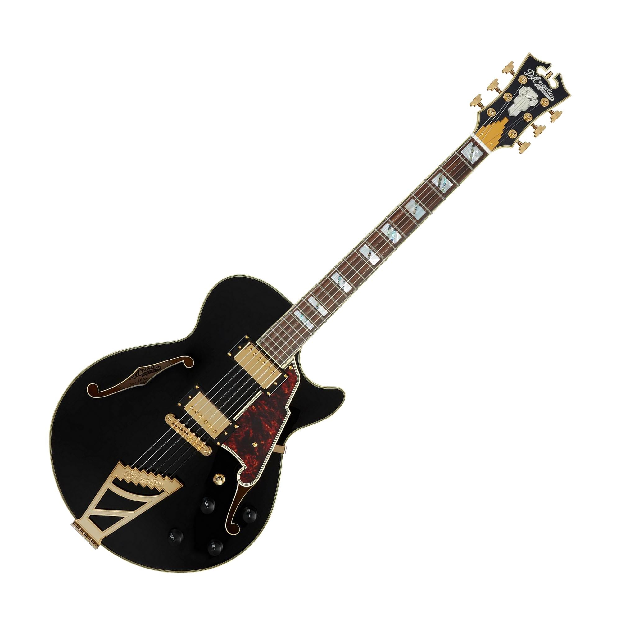 D'Angelico DAESSSBKGT Excel SS Semi Hollow Electric Guitar, Solid Black