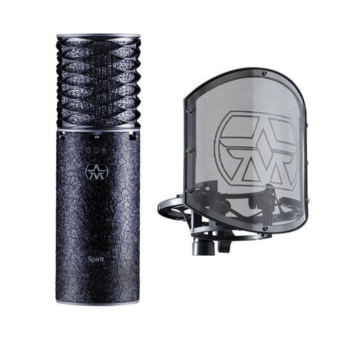 Aston Spirit Large Diaphragm Multi-Pattern Condenser Microphone and Swiftshield Bundle, Black (Limited Edition)