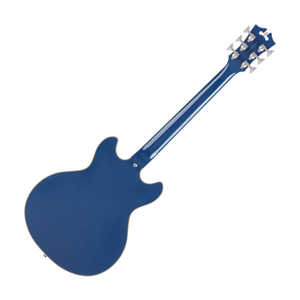 D'Angelico DADMINIDCSAPSNS Deluxe Mini DC Limited Edition Semi-Hollowbody Electric Guitar, Sapphire