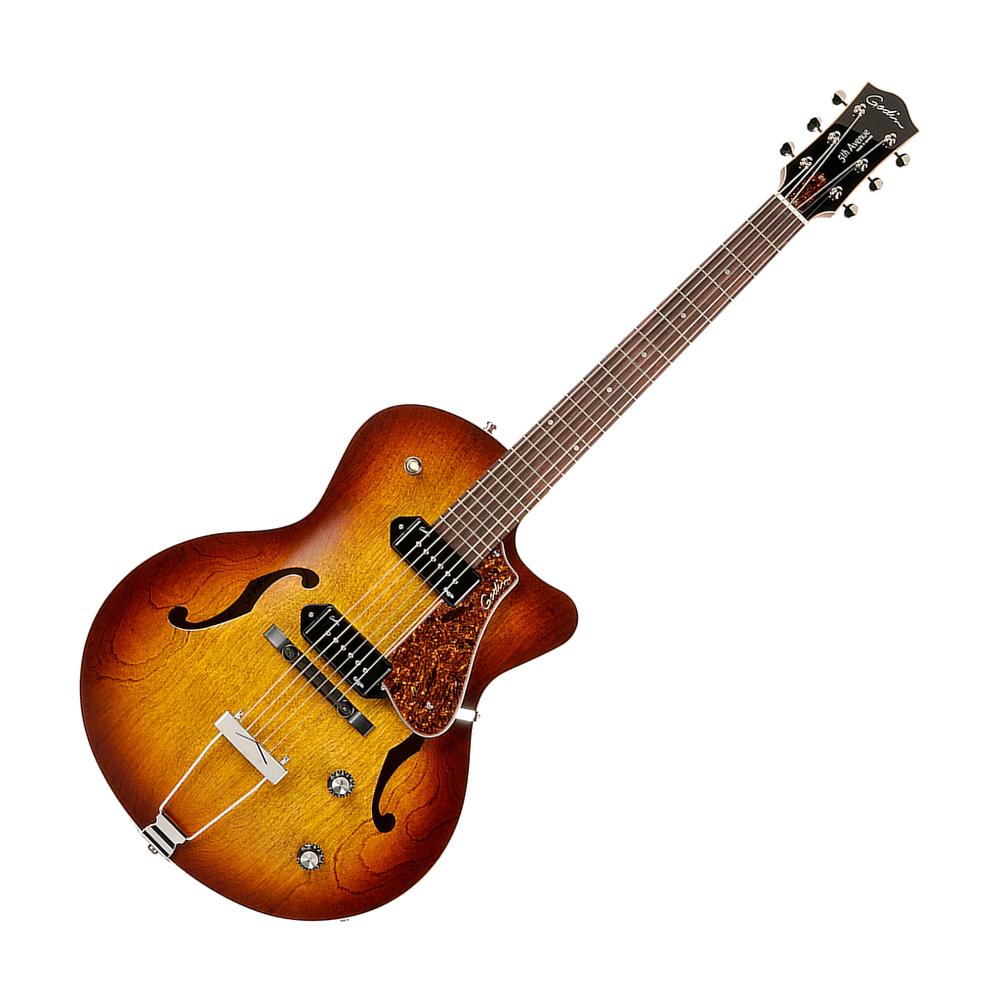 Godin 5th Avenue Kingpin II CW Semi Hollow Electric Guitar, Cognac Burst