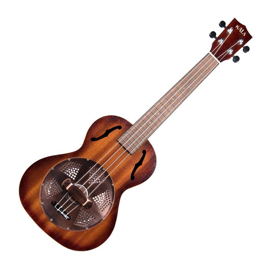 Kala Tenor Resonator Ukulele with Brass Cover, Mahogany Burst