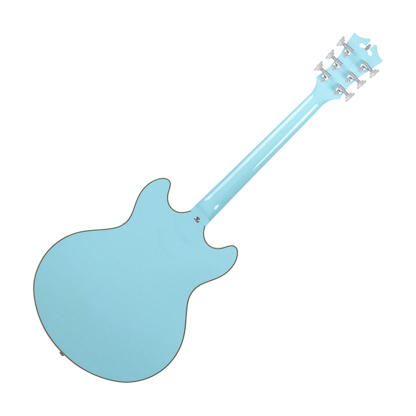 D'Angelico DAPDCSKBCS Premier DC Semi Hollow Electric Guitar w/Stopbar Tailpiece, Sky Blue