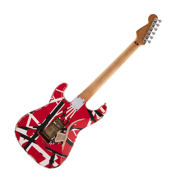 EVH Striped Series Frankie Electric Guitar, Red Black and White Stripe