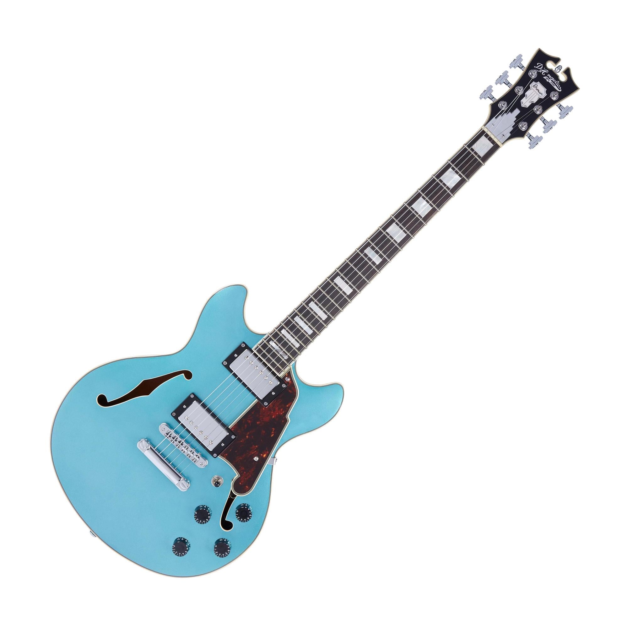 D'Angelico Premier Mini DC Semi-Hollow Electric Guitar, Ocean Turquoise