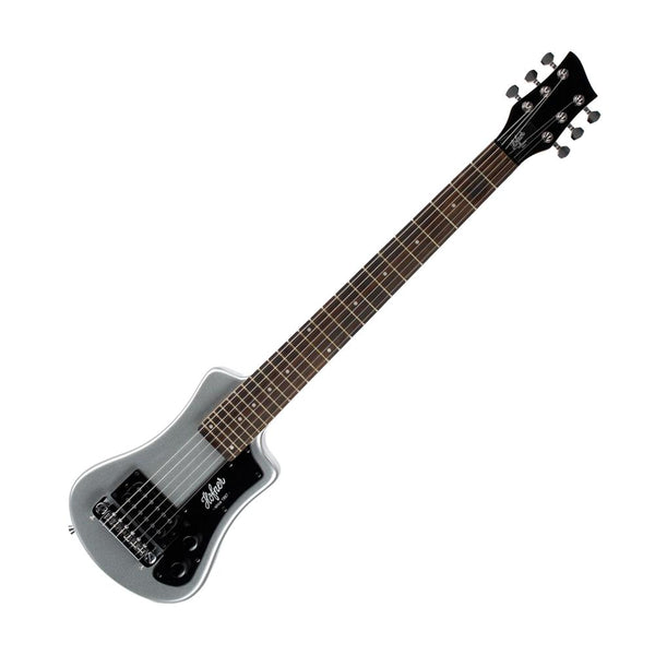Hofner HCT-SH-SS-O 6 String Shorty Electric Travel Guitar w/Gig Bag, Silver Sparkle