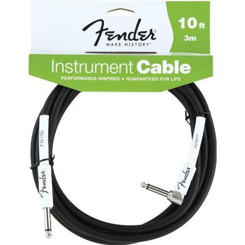 Fender Accessories 099-0820-006 Performance Series Cables 10 Feet Right-Angle Instrument Cable - Bla
