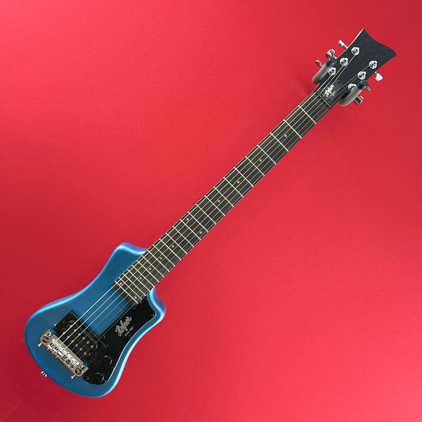 [USED] Hofner HCT-SH-BL-O 6 String Shorty Electric Travel Guitar w/Gig Bag, Blue
