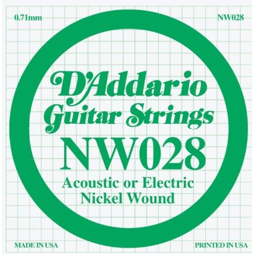 D'Addario NW028 Nickel Wound Electric Guitar Single String, .028