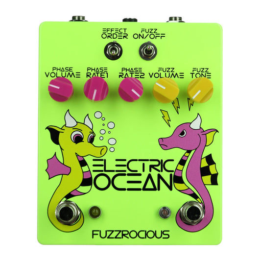 Fuzzrocious Pedals Electric Ocean Fuzz Phaser, Neon Yellow