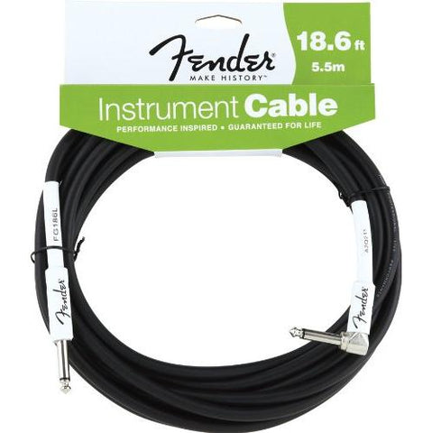Fender Performance Series Cable 18.6 Feet Angled Instrument Cable, Black