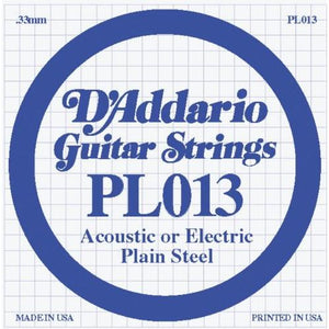 D'Addario PL013 Plain Steel Guitar Single String, .013