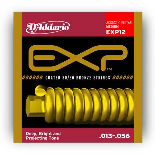 D'Addario EXP12 Coated Acoustic Guitar Strings, 80/20 Medium