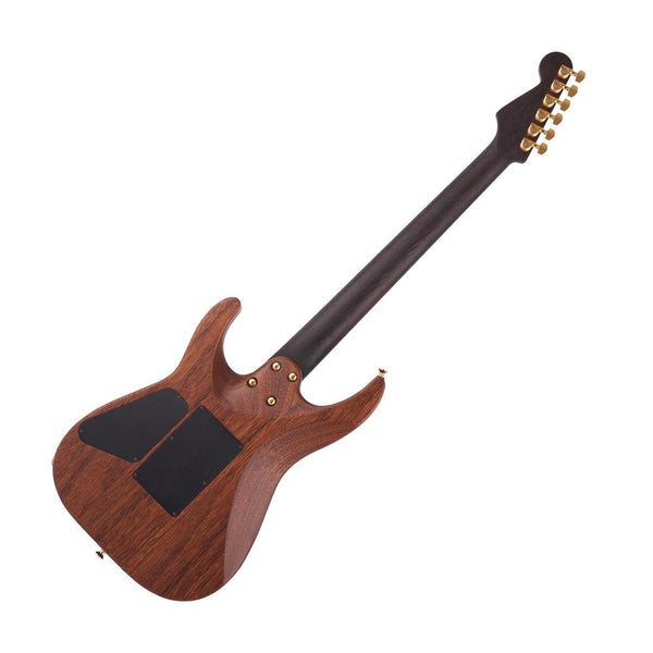 Charvel MJ DK24 HSH 2PT Electric Guitar w/Ebony Fretboard and Gig Bag, Natural Mahogany Figured Walnut Top