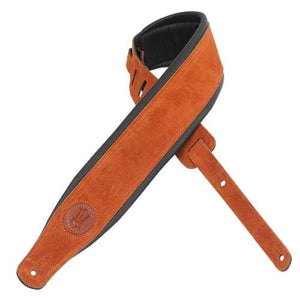 Levy's 2.5" Suede Guitar Strap with Padded Garment Leather, Copper