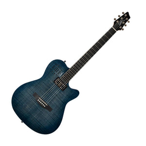 Godin A6 Ultra Acoustic Electric Guitar w/Gig Bag, Denim Blue Flame High Gloss
